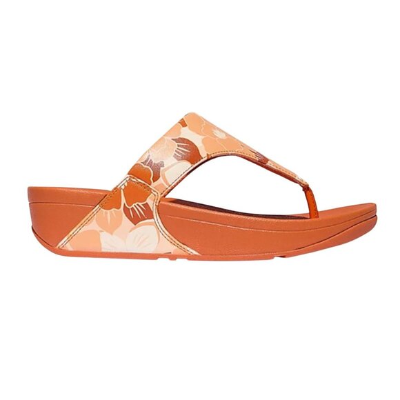 Fitflop Womens Lulu Flowerz Leather Toe-Post Sandals JE1-C36 Peach Orange 6M - Picture 9 of 12